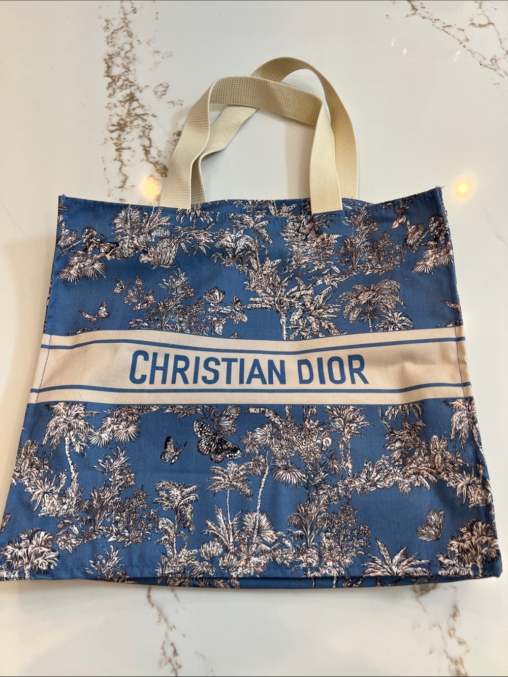 Dior Blue and Cream Christian Dior Toile Tote GWP